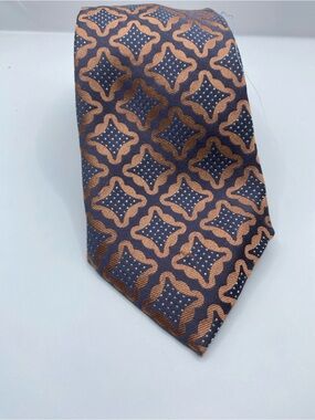 Ben Sherman Gray and Orange Geometric Silk Tie